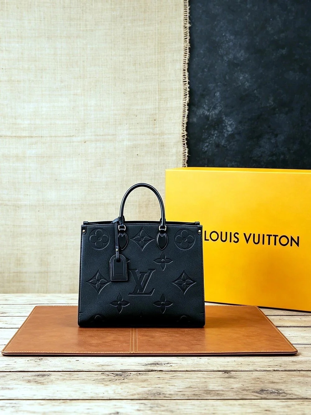 Louis Vuitton Black Embossed Monogram Tote